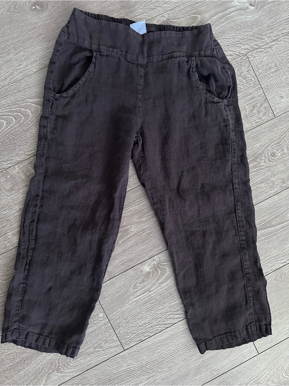 Vintage Brown Linen Capri Pants Minimalist
